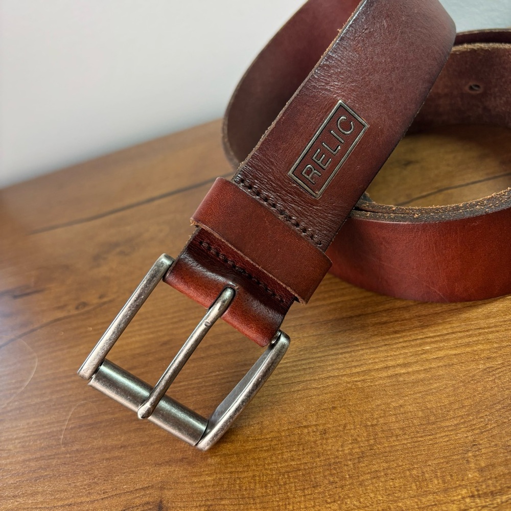 VTG 90s Relic Mens Brown Genuine Leather Belt Size 38 / 95